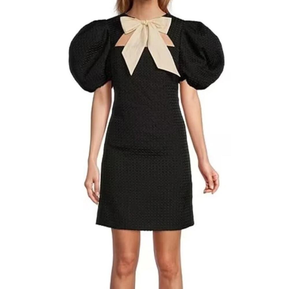 Antonio Melani x Courtney Grow Savile Short Puff Sleeve Bow Tie Shift Dress 0